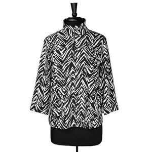 Chico's Zenergy Women's Jacket Black White Zebra Print Full Zip Stretch 1 US M/8